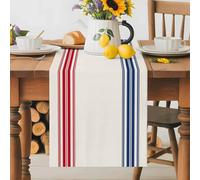 Independence Day Red Blue Stripe Table Runner 70 Inches Long,Table Runners Kitchen Dining Tables Decoration for Home Party Decor, Farm Retro Freedom Liberty Tables Runner Wedding Dresser Scarf