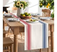 Independence Day Red Blue Stripe Table Runner 90 Inches Long,Table Runners Kitchen Dining Tables Decoration for Home Party Decor, Farm Retro Freedom Liberty Tables Runner Wedding Dresser Scarf