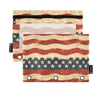 Independence Day Red Pencil pouching 3 Ringing with Clear Window Zipper Pencil case Large and Sturdy Binder 3 Ringing for School, Office & Home Multicolored 2 PCS