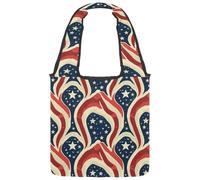 Independence Day Reversible Canvas Shoulder Tote - Double-Sided Print, 12oz Cotton, 27cm Drop, Fold-Flat Bag for Travel, Shopping, Street Outings
