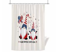 Independence Day Shower Curtain for Bathroom, God Bless the USA Waterproof Cloth Fabric Bathroom Accessories Set with 12 Rust Proof Plastic Hooks, 56” x 78”