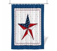 Independence Day Shower Curtain for Bathroom, Nation Flag Star Waterproof Cloth Fabric Bathroom Accessories Set with 12 Rust Proof Plastic Hooks, 48” x 72”