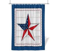 Independence Day Shower Curtain for Bathroom, Nation Flag Wooden Board Waterproof Cloth Fabric Bathroom Accessories Set with 12 Rust Proof Plastic Hooks, 48” x 72”