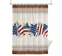 Independence Day Shower Curtain for Bathroom, Texas Star American Flag Rustic Wood Grain Waterproof Cloth Fabric Bathroom Accessories Set with 12 Rust Proof Plastic Hooks, 72” x 78”