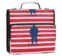 Independence Day Soldier 1.5-Inch 3-Ringing Zippered Binder Bag with Shoulder Strap Waterproof for Middle School