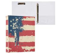 Independence Day Soldier With Gun 1 And A Half Inch Binder Three Rings With Inner Pockets 1/2 Pack Office Binder 200 Sheets