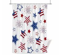 Independence Day Stars Shower Curtain for Bathroom, Red Blue American Flag Stripe Star Patriotic Waterproof Cloth Fabric Bathroom Accessories Set with 12 Rust Proof Plastic Hooks, 72” x 78”