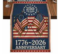 Independence Day Table Runner, 250th Anniversary American Flag Red Blue Stars Cotton and Table Linen Runner for Kitchen Dining Home Decor for Party Festival Holiday Decoration Gift 13x108in