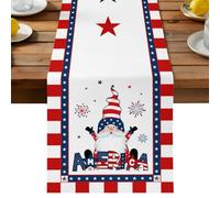 Independence Day Table Runner, America Gonme Plaid Cotton and Table Linen Runner for Kitchen Dining Home Decor for Party Festival Holiday Decoration Gift 13x48in