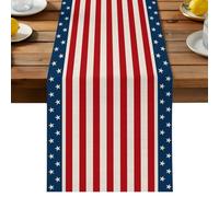 Independence Day Table Runner, America National Flag Cotton and Table Linen Runner for Kitchen Dining Home Decor for Party Festival Holiday Decoration Gift 13x48in