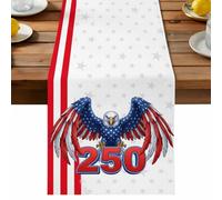 Independence Day Table Runner, Bald Eagle America Anniversary Cotton and Table Linen Runner for Kitchen Dining Home Decor for Party Festival Holiday Decoration Gift 13x70in