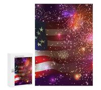 Independence Day U.S. Flag Firework Wooden Jigsaw Puzzles for Adults Funny Intelligent Games Home Decor Artwork for Home Office