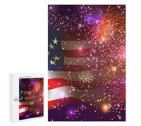 Independence Day U.S. Flag Firework Wooden Jigsaw Puzzles for Adults Funny Intelligent Games Home Decor Artwork for Home Office