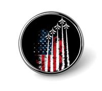 Independence Day U.S. Flag Jet Planes Round Brooch Pin Lapel Pins Tie Suit Dress Accessories Wedding Birthday for Men Women