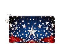 Independence Day U.S. Stars Custom Canvas Coin Purse Change Wallet Bag Small Makeup Bags for Men Women 7.5 X 4.6 Inch