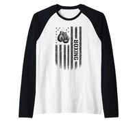 Independence Day USA Flag Boxing Patriotic Boxer Raglan Baseball Tee