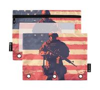 Independence Day War 3 Rings Binder Pencil Pouch Pencil Bag with Zipper 2 Pcs Clear Cosmetic Bag Stationery Supply