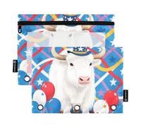 Independence Day White Yak Zipper pouching with Clear Window Pencil case with Zipper in Assorted Colors 3 Ringing Binder School Class Office Organizers Multicolored 2 PCS