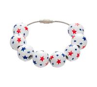 Independence Day Wooden Beads | Round Beads with Holes for 4th of July,America Flag Stars Memorial Day Independence Decor for Jewelry Making, Garland