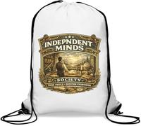 Independent Minds Society Embracing Curiosity Gym Sack Casual Drawstring Bag White