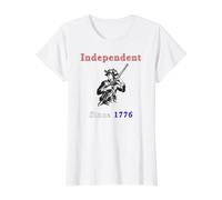 Independent Since 1776 US Patriot Independence Day July 4th Value Graphic T-Shirt, Women, White, XL