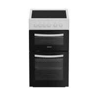 Indesit 50cm Twin Cavity Electric Cooker - White ITE5VMW