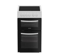 Indesit 50cm Twin Cavity Electric Cooker - White ITE5VMW