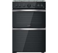 Indesit 60cm Gas Cooker - Double Oven Clear