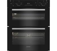 Indesit DUI 10D B Built-Under Electric Double Oven - 59L & 37L Capacity, Black, Fan-Assisted, A Rated Energy Efficiency