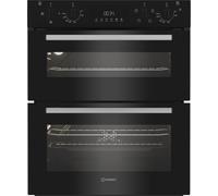 Indesit DUI 10D B Built-Under Electric Double Oven - 59L & 37L Capacity, Black, Fan-Assisted, A Rated Energy Efficiency