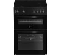 Indesit ITE6VMB 60cm Twin Cavity Electric Cooker with 4 Zone Ceramic Hob - Black
