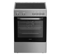 Indesit H6V5KMXUK 60cm Single Oven Electric Cooker in White 4 Zone Cer