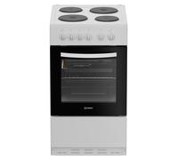 Indesit I5E3KMW 50cm Wide Single Oven Electric Cooker with Solid Plate Hob - White - A Rated, White