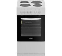 Indesit I5E3KMW 50cm Wide Single Oven Electric Cooker with Solid Plate Hob - White - A Rated, White