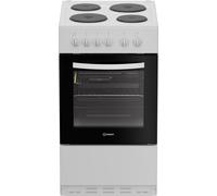 Indesit I5E3KMW 50cm Wide Single Oven Electric Cooker with Solid Plate Hob - White - A Rated, White