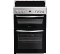 Indesit IDE6VDCS1 600mm Double Electric Cooker Ceramic Hob Silver