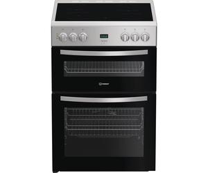 Indesit IDE6VDCS1 600mm Double Electric Cooker Ceramic Hob Silver