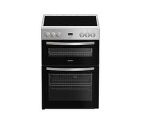 Indesit IDE6VDCS1 600mm Double Electric Cooker Ceramic Hob Silver