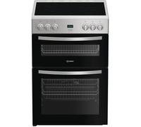Indesit IDE6VDCS1 600mm Double Electric Cooker Ceramic Hob Silver