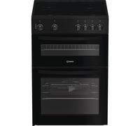 Indesit IDE6VMB 600mm Double Electric Cooker Ceramic Hob Black