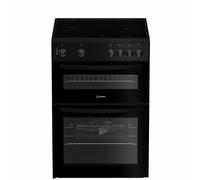 Indesit 60cm Double Oven Electric Cooker - Black