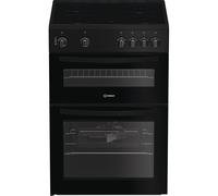 Indesit IDE6VMB 60cm Wide Double Oven Electric Cooker with Ceramic Hob - Black