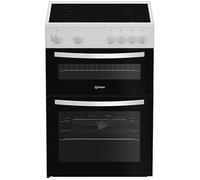Indesit IDE6VMW 60cm Double Oven Electric Cooker in White 4 Zone Ceram