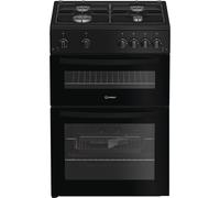 Indesit IDG6GB 60cm Double Oven Gas Cooker - Black - A+/A Rated, Black
