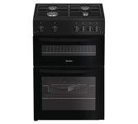 Indesit IDG6GB 60cm Freestanding Double Oven Gas Cooker Black