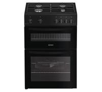 Indesit IDG6GB 60cm Double Oven Gas Cooker - Black - A+/A Rated, Black