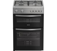 Indesit IDG6GS 60cm Double Oven Gas Cooker - Silver, Silver