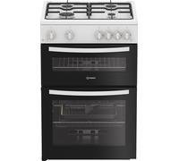 Indesit IDG6GW 60cm Double Oven Gas Cooker - White, White