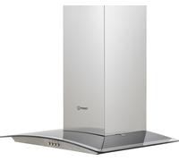 Indesit 60cm Curved Glass Chimney Cooker Hood - Stainless Steel