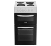 Indesit ITE5EMW 50cm Twin Cavity Electric Cooker in White Solid Plate
